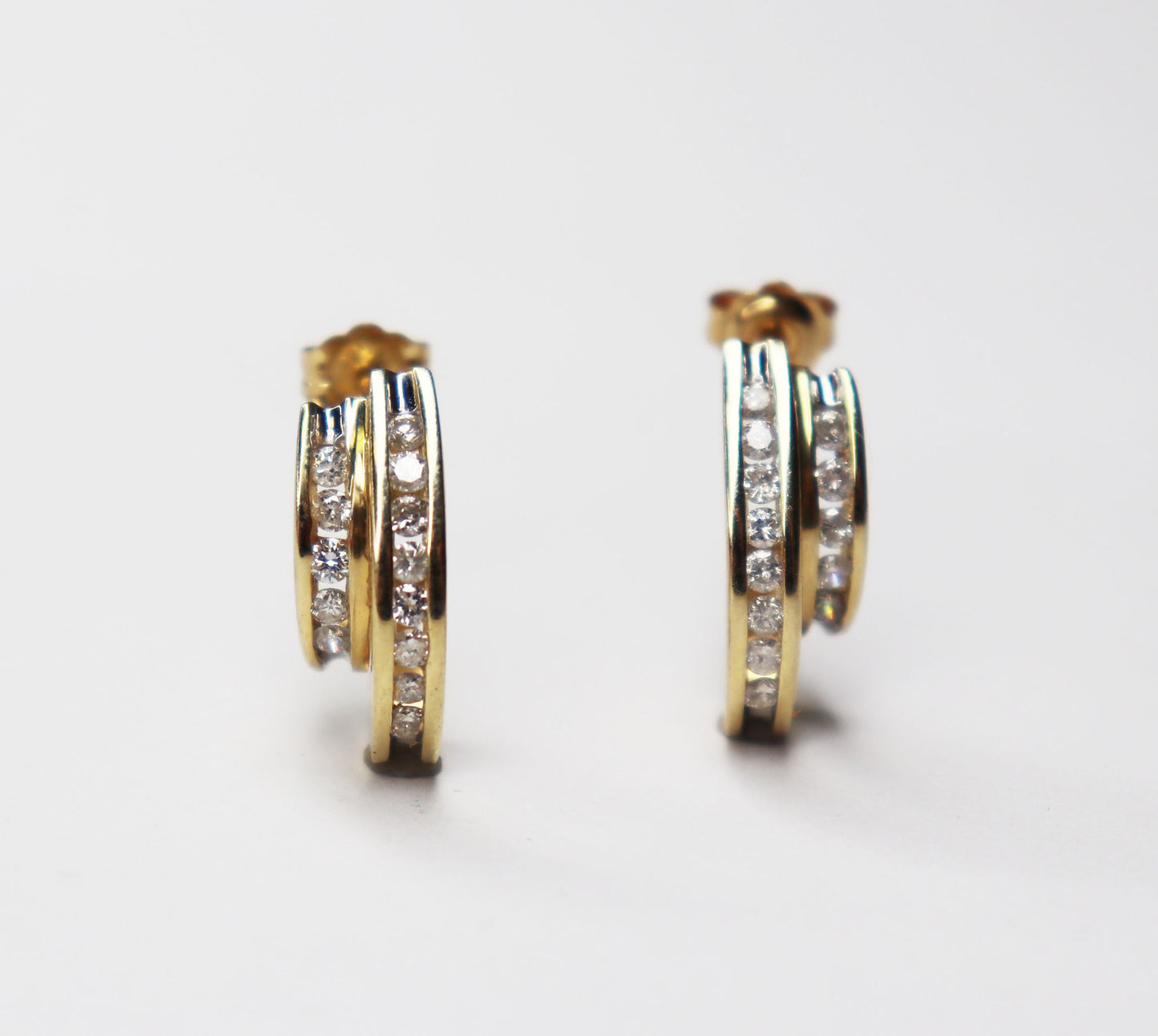 14kt Diamond Channel Half Hoops