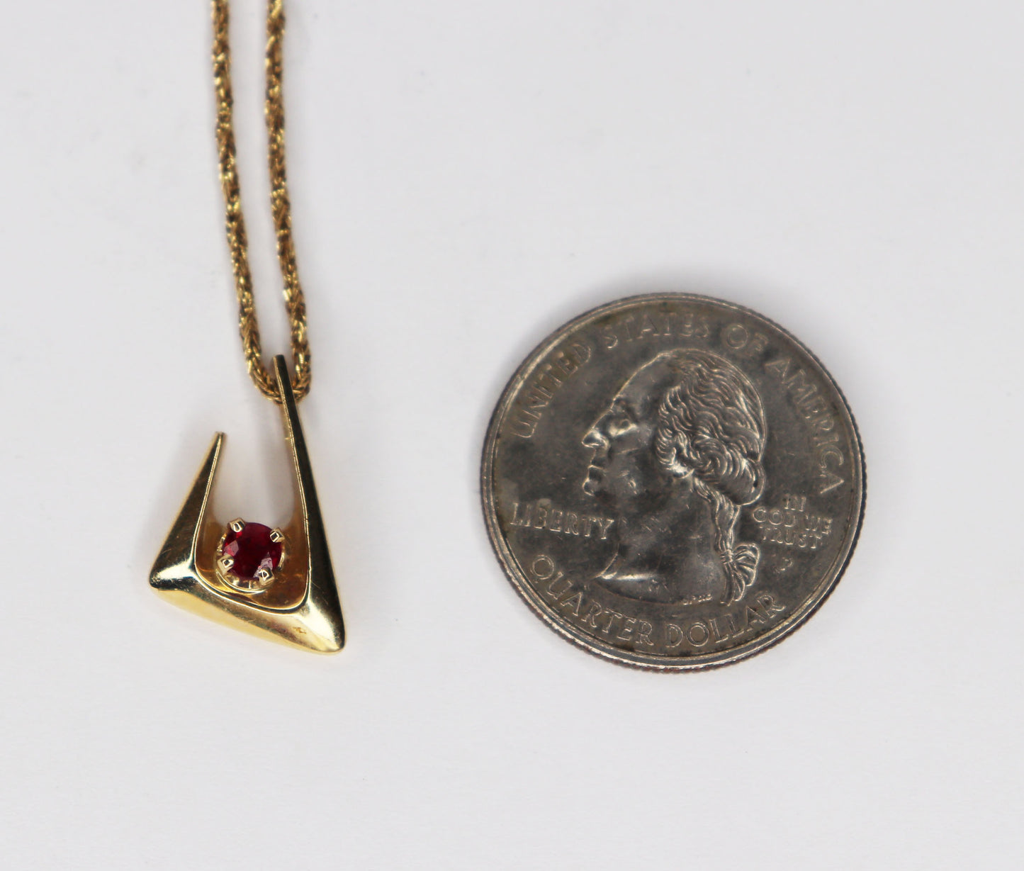 14kt Angular Ruby Pendant