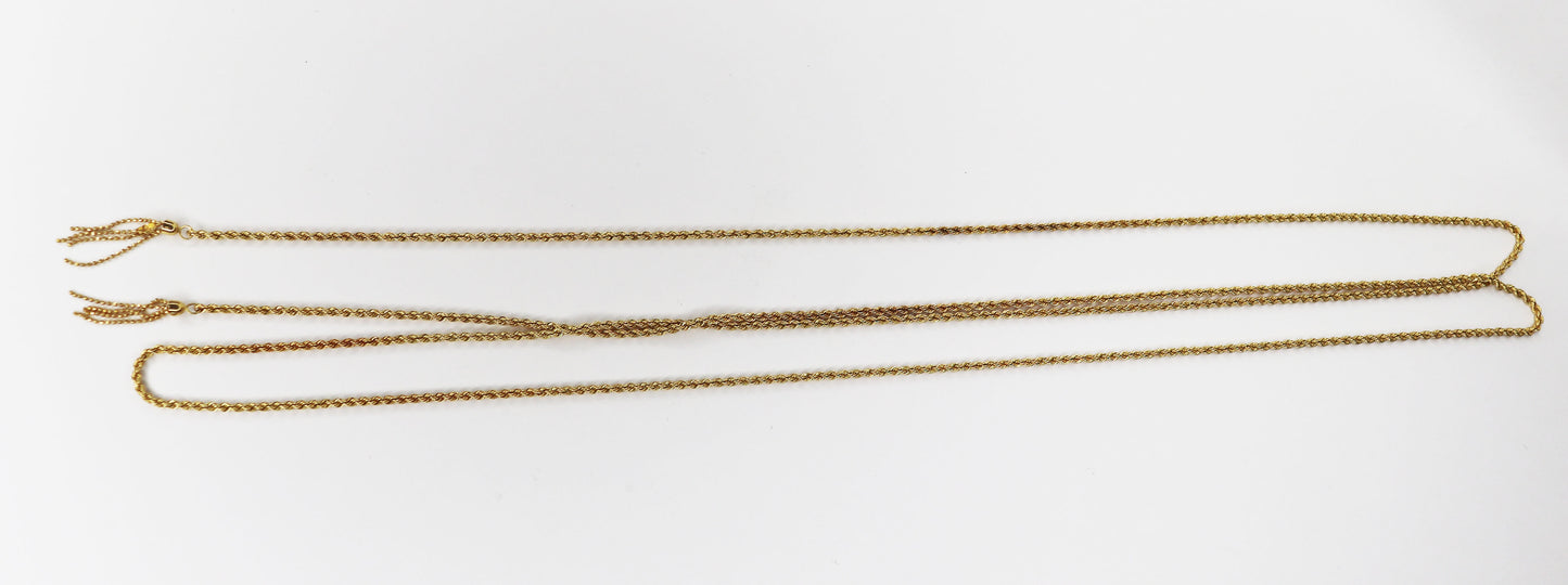 18kt Tassel End Rope Chain