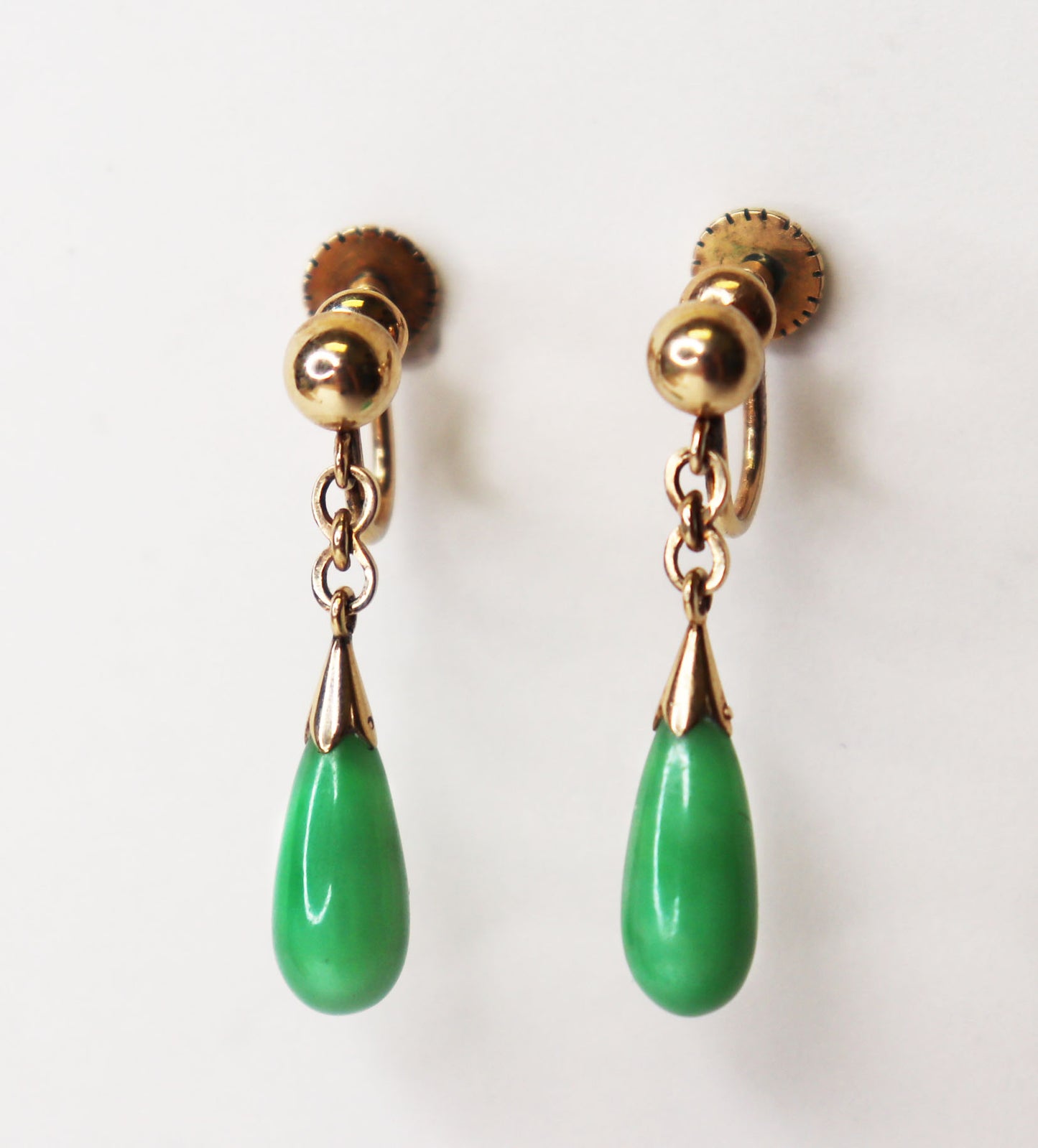 14kt Jade Drop Earrings