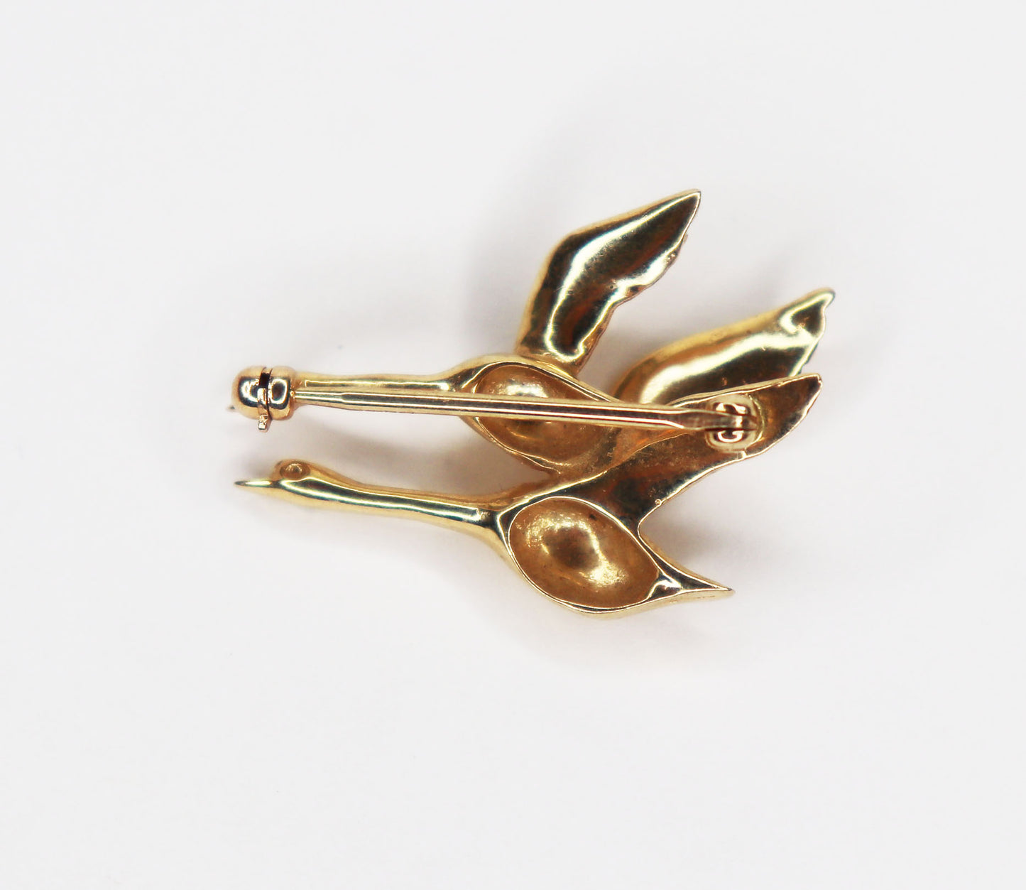 14kt Vintage Migrating Geese Brooch