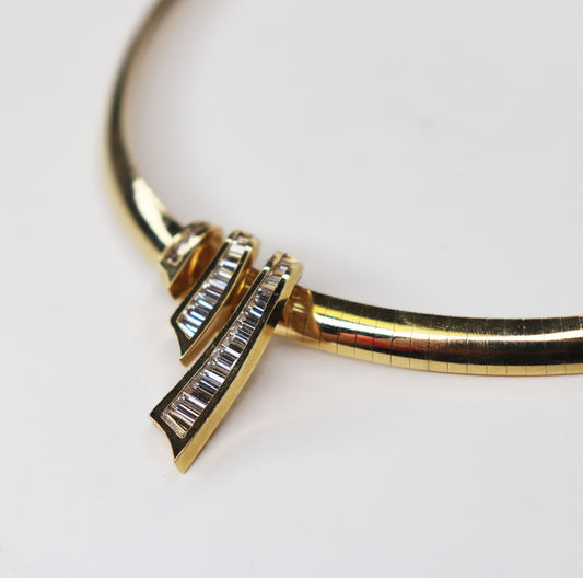 1980s Omega & Diamond Slide Necklace