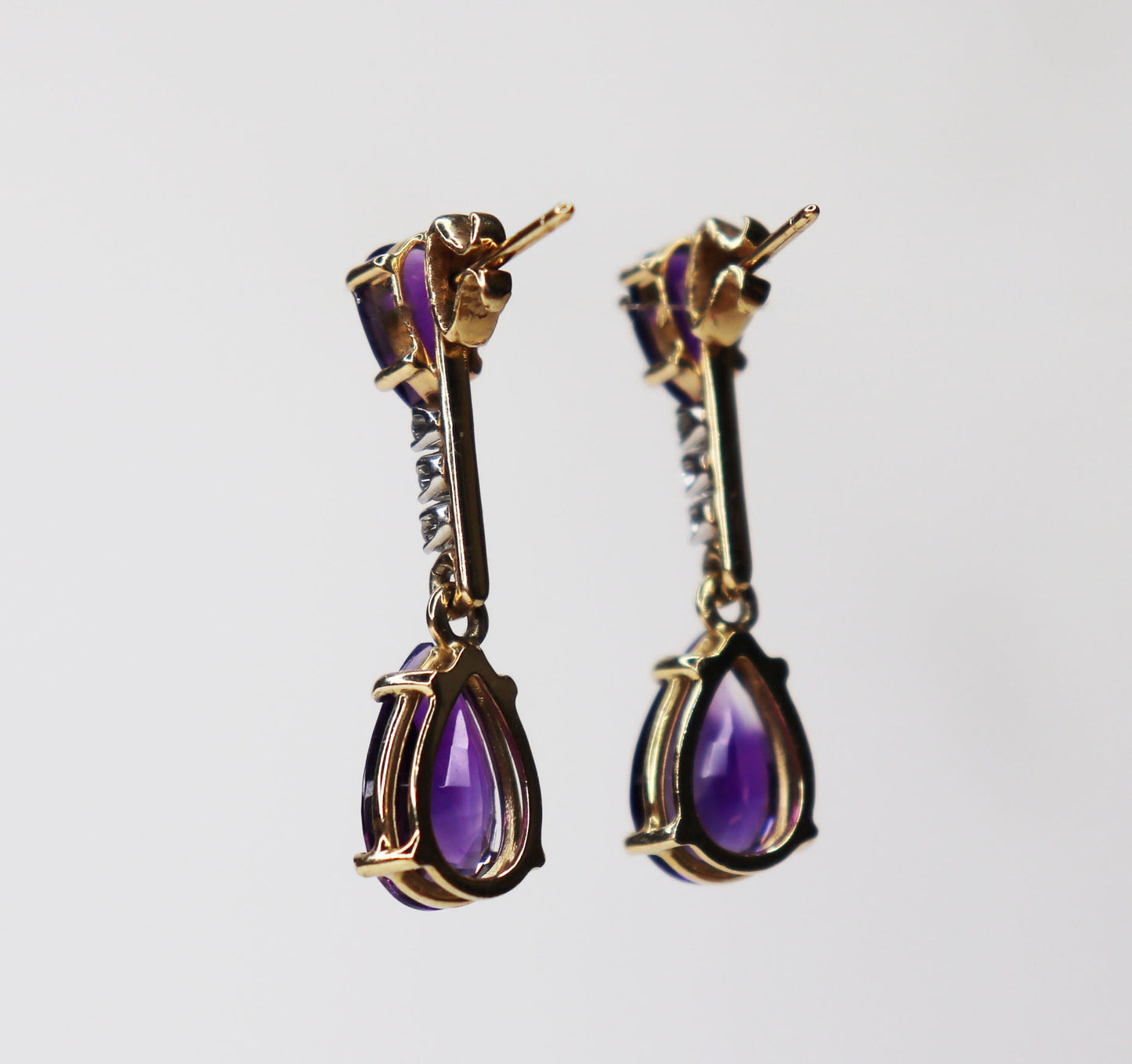 Vintage Amethyst and Diamond Drop Earrings