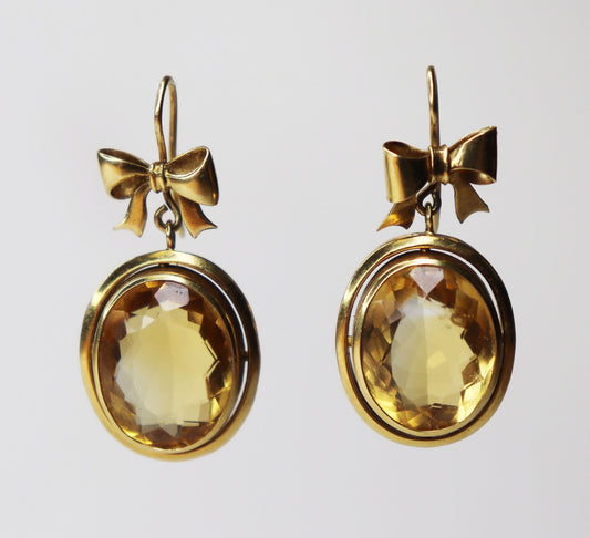 Late 19th Century Italian Gold Citrine Earrings