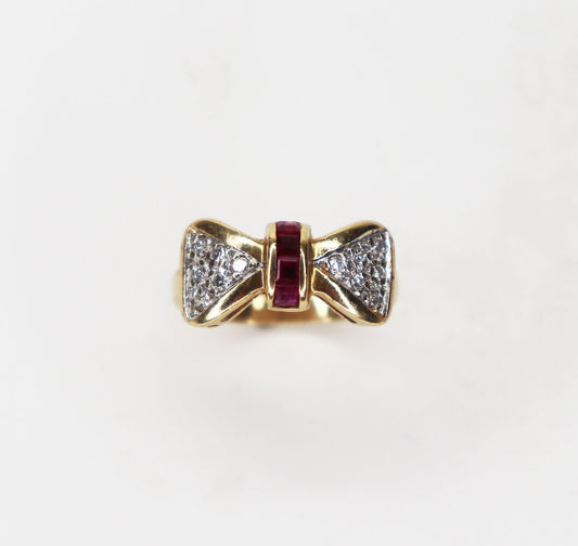 Early 20th Century Diamond & Ruby Bow Ring