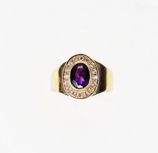 Retro Era Amethyst & Diamond Ring