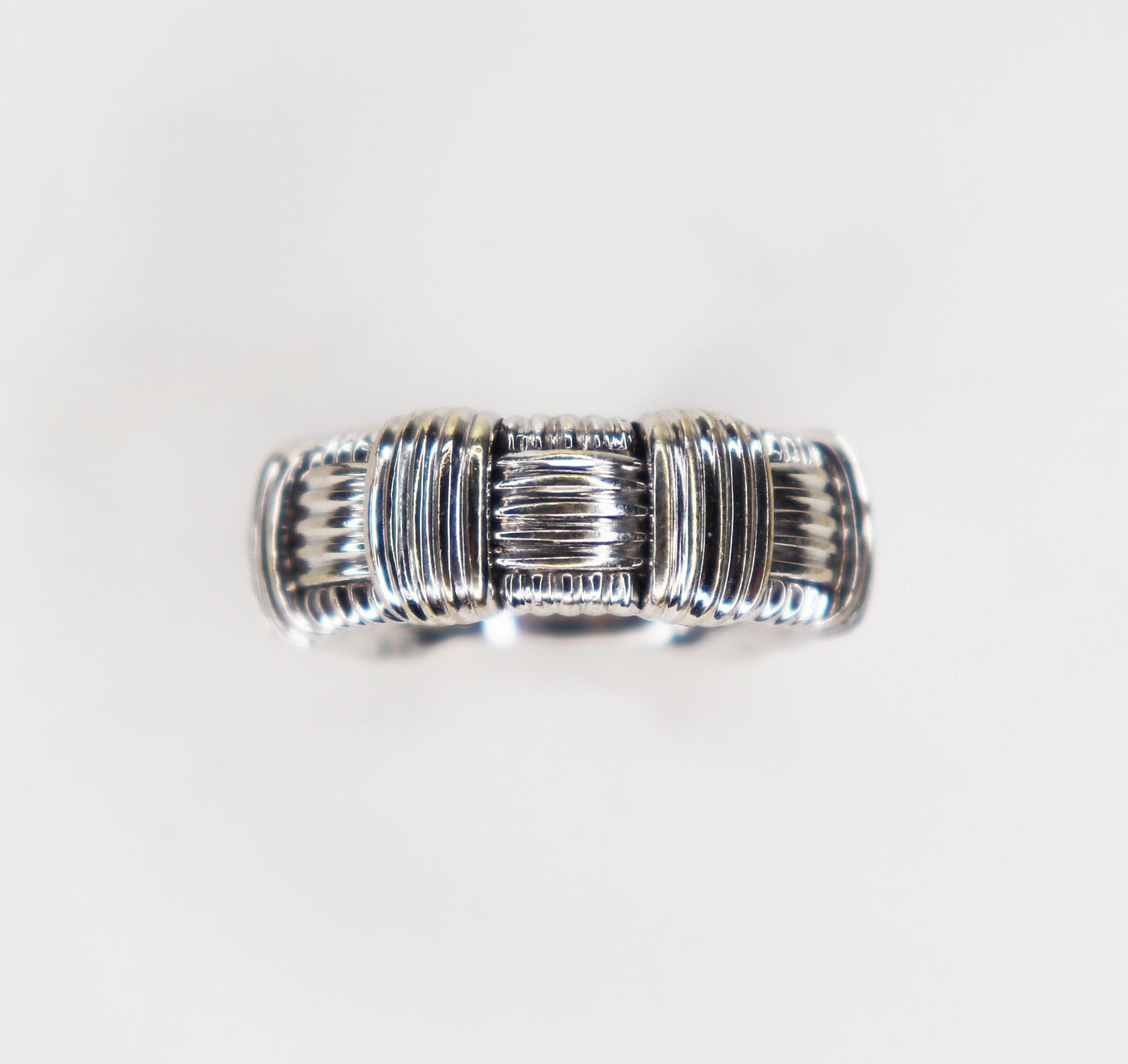 Midcentury 18kt White Gold Woven Ring