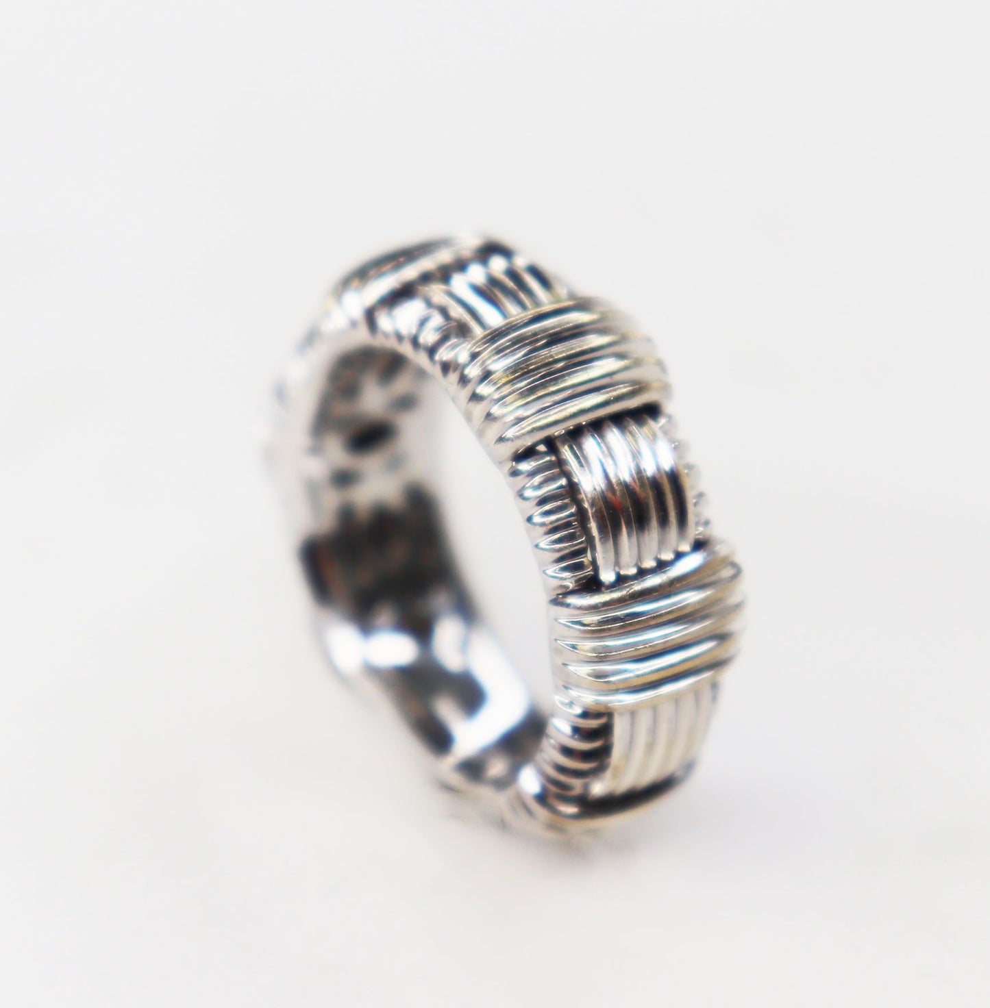 Midcentury 18kt White Gold Woven Ring