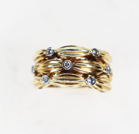 14kt Quilted Diamond Ring