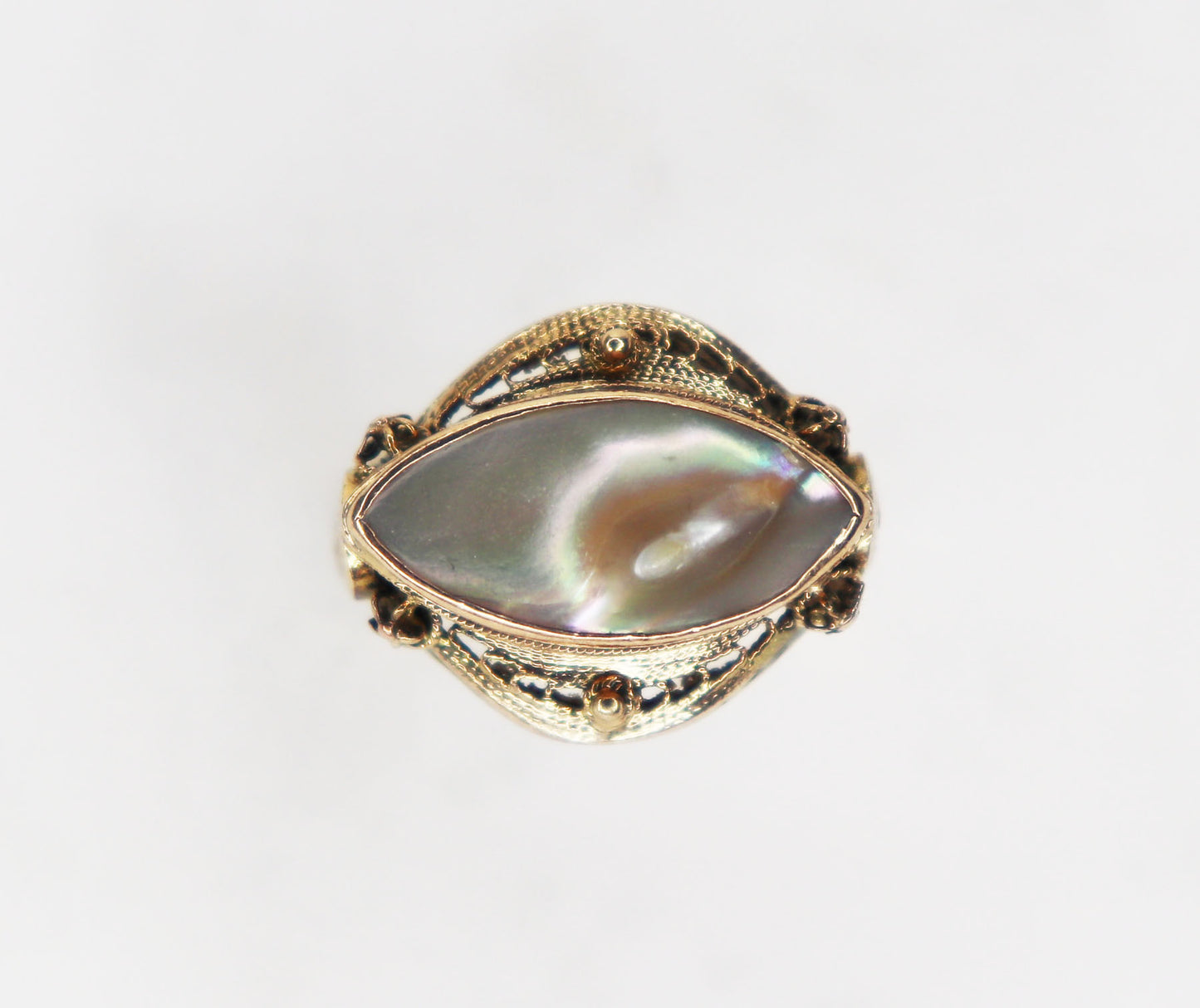 Filigree Blister Pearl Ring