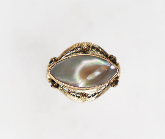 Filigree Blister Pearl Ring