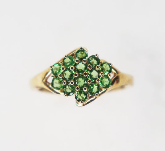 14kt Tsavorite Cluster Ring