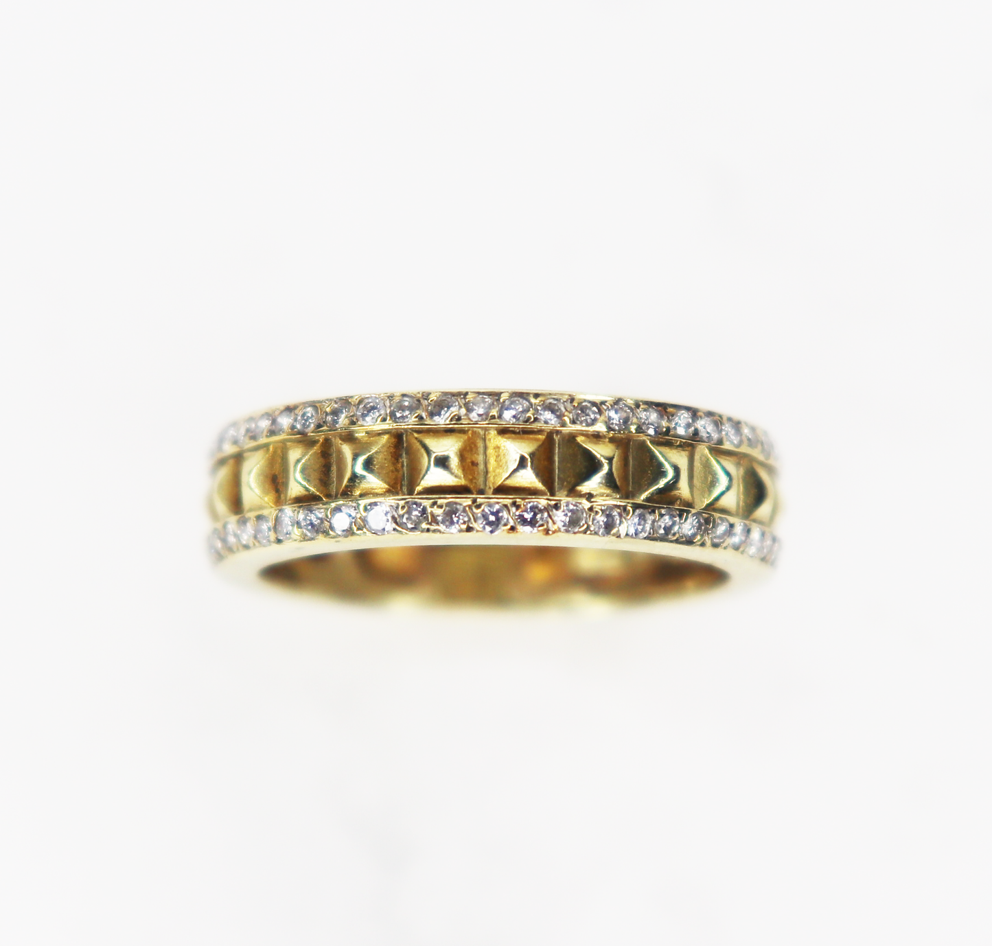 Studded Yellow Gold and Diamond Band