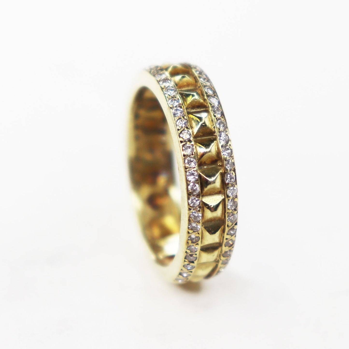 Studded Yellow Gold and Diamond Band