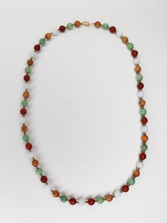 Circa 1970s Multi-Color Jade Beaded Necklace