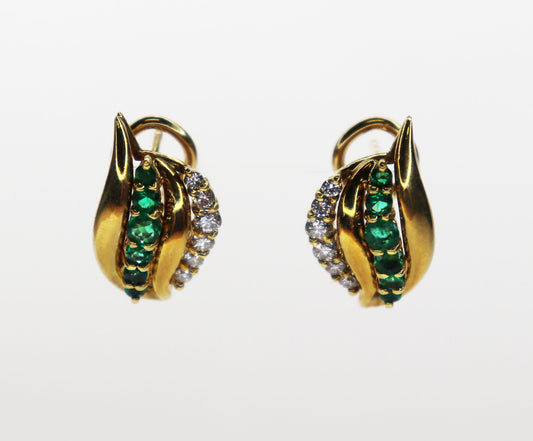 Retro Era 18kt Emerald & Diamond Earrings