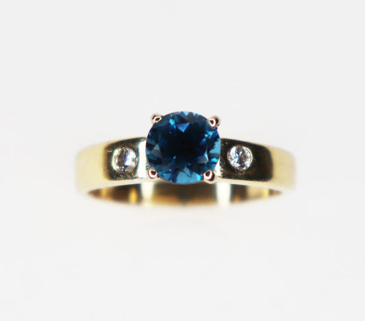 14kt Blue Diamond Solitaire