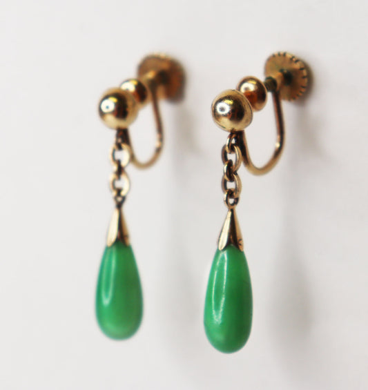 14kt Jade Drop Earrings