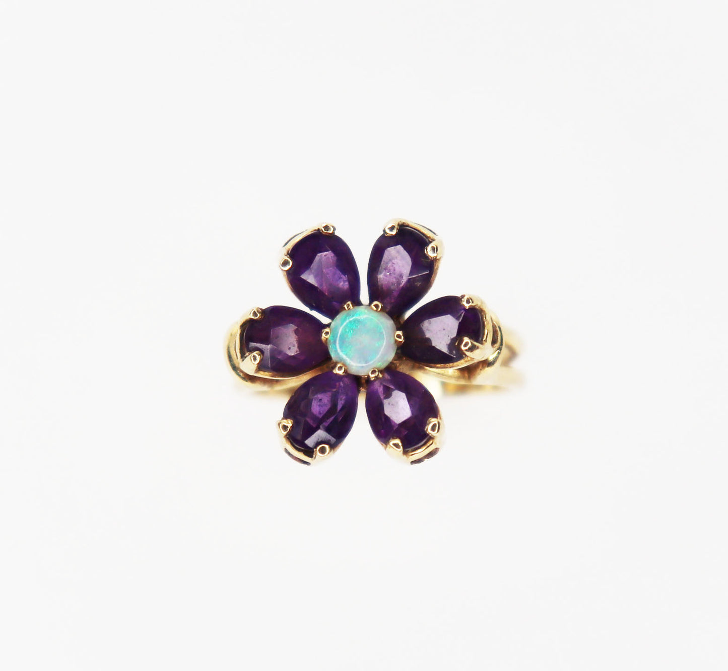 1960s Amethyst and Opal Flower Ring