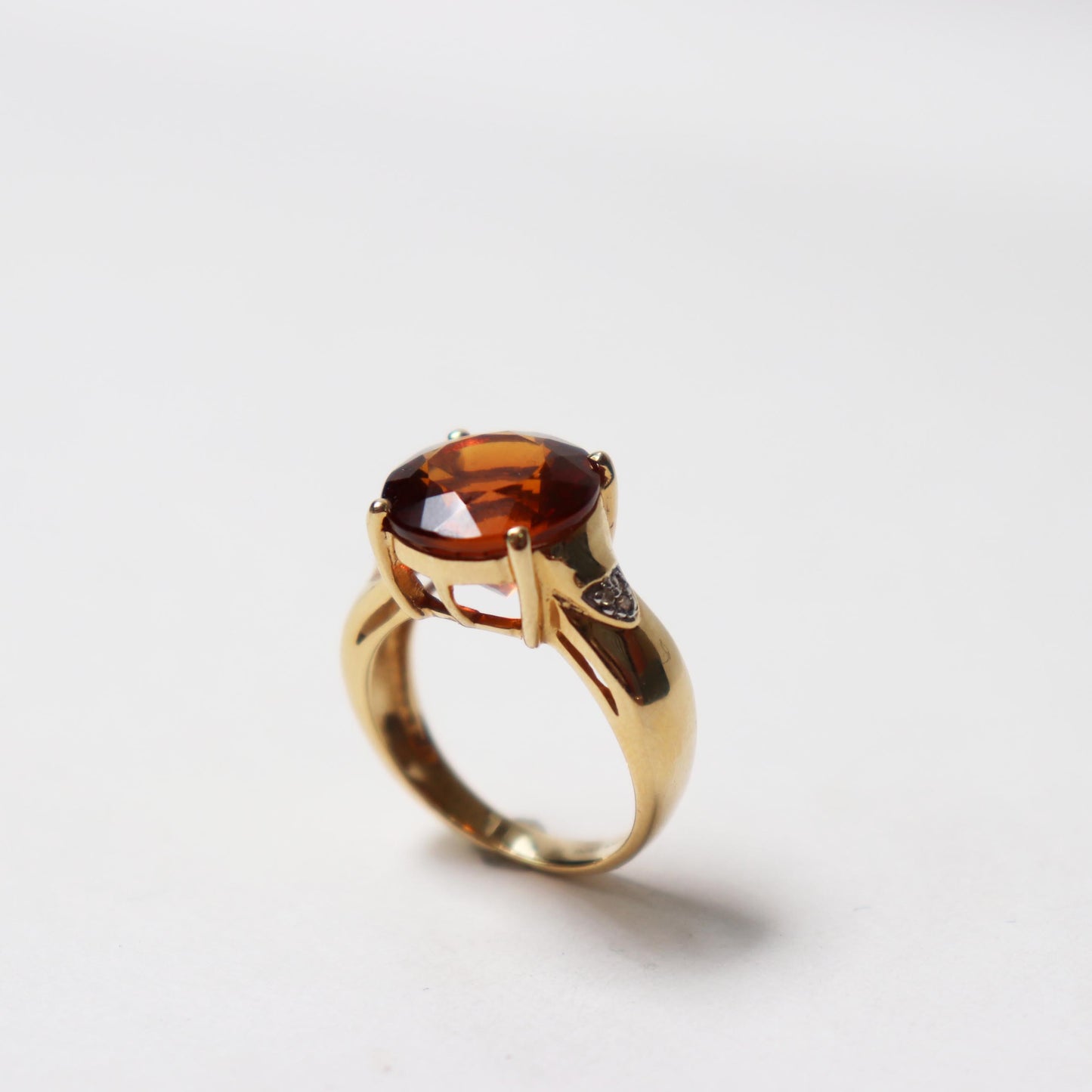 Vintage Citrine and Diamond Ring